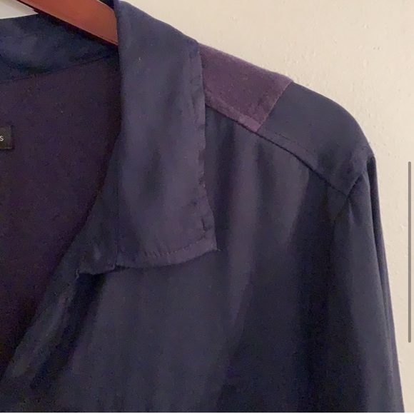 Calvin Klein Jeans Blouse Navy Blue Long Sleeves Button Down Top Shirt XL Talla - Picture 3 of 10